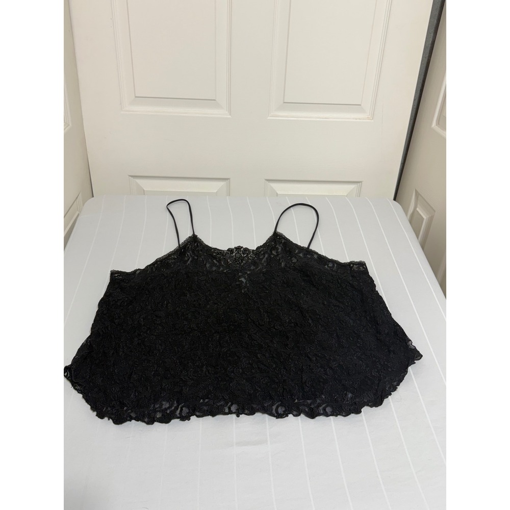 Maggie Lawrence Plus Black Floral Lace Sequin Beaded Camisole Top 3X 6H 5B203X